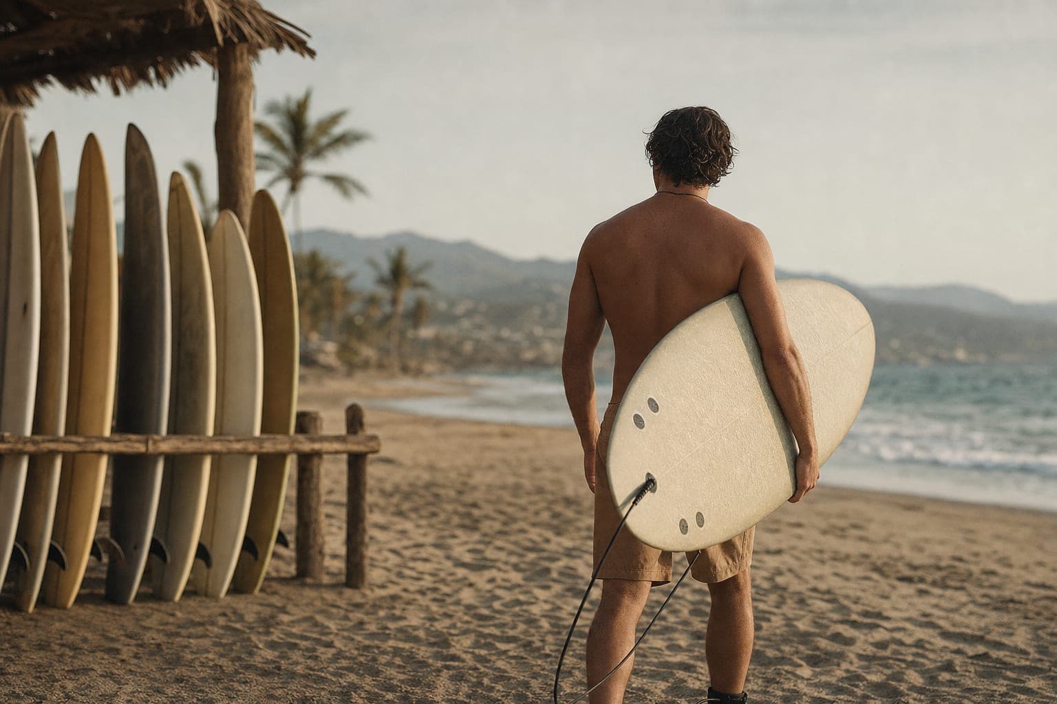 Surfer dropping into a clean wave at sunrise